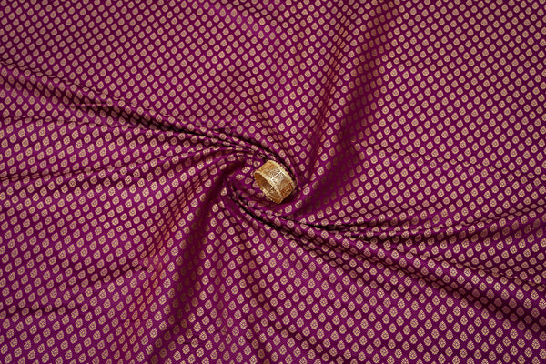 Satin Brocade Silk Fabric - Purple