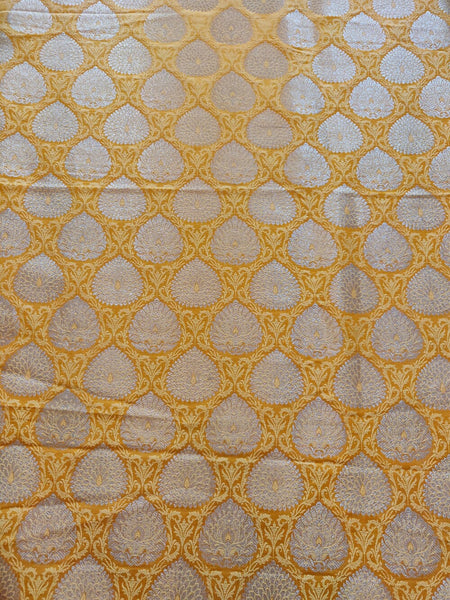 Satin Brocade Silk Fabric - Haldi Yellow