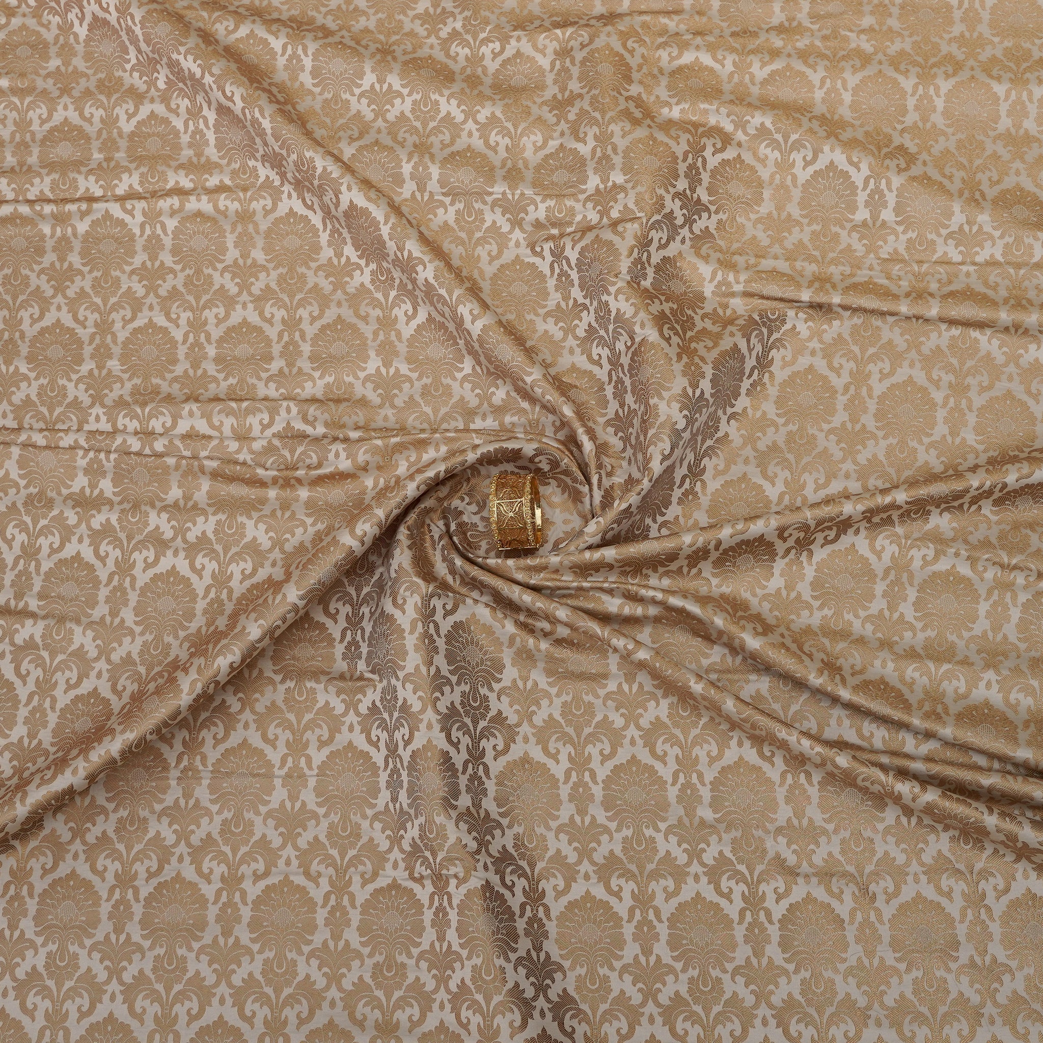 Satin Brocade Silk Fabric - Off White