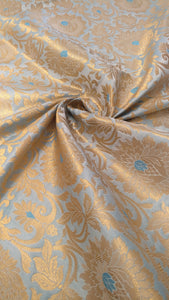 Satin Broacde Silk Fabric- Sky Blue