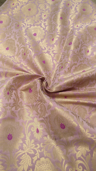 Satin Brocade Silk Fabric - Lilac