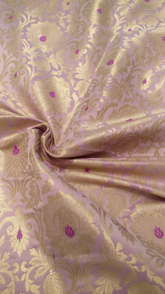 Satin Brocade Silk Fabric - Lilac