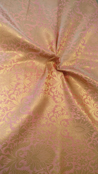 Satin Brocade Silk Fabric - Blush Pink