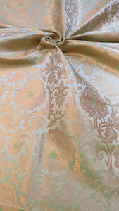 Satin Brocade Silk Fabric - Pastel Green