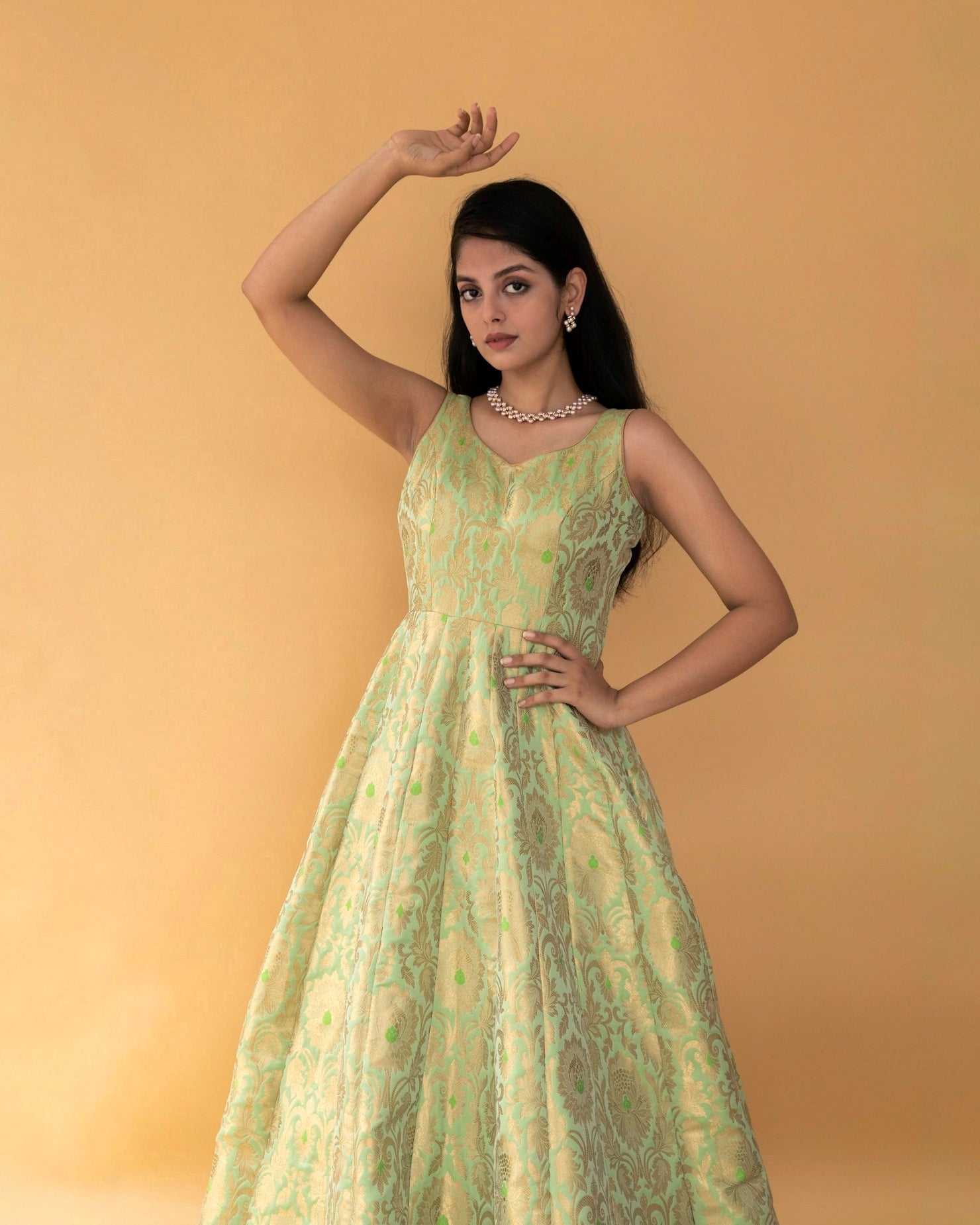 banaras anarkali dress designs Blue Banaras anarkali YoshnasByEla