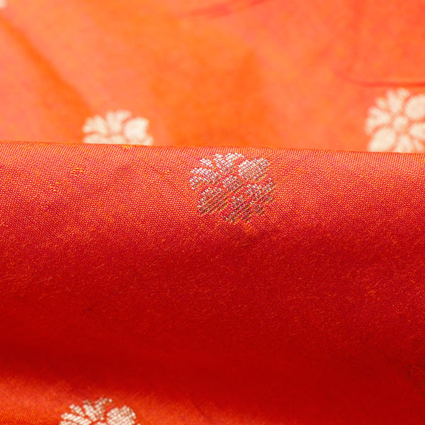 Pure Chanderi Silk Fabric - Orangish Pink