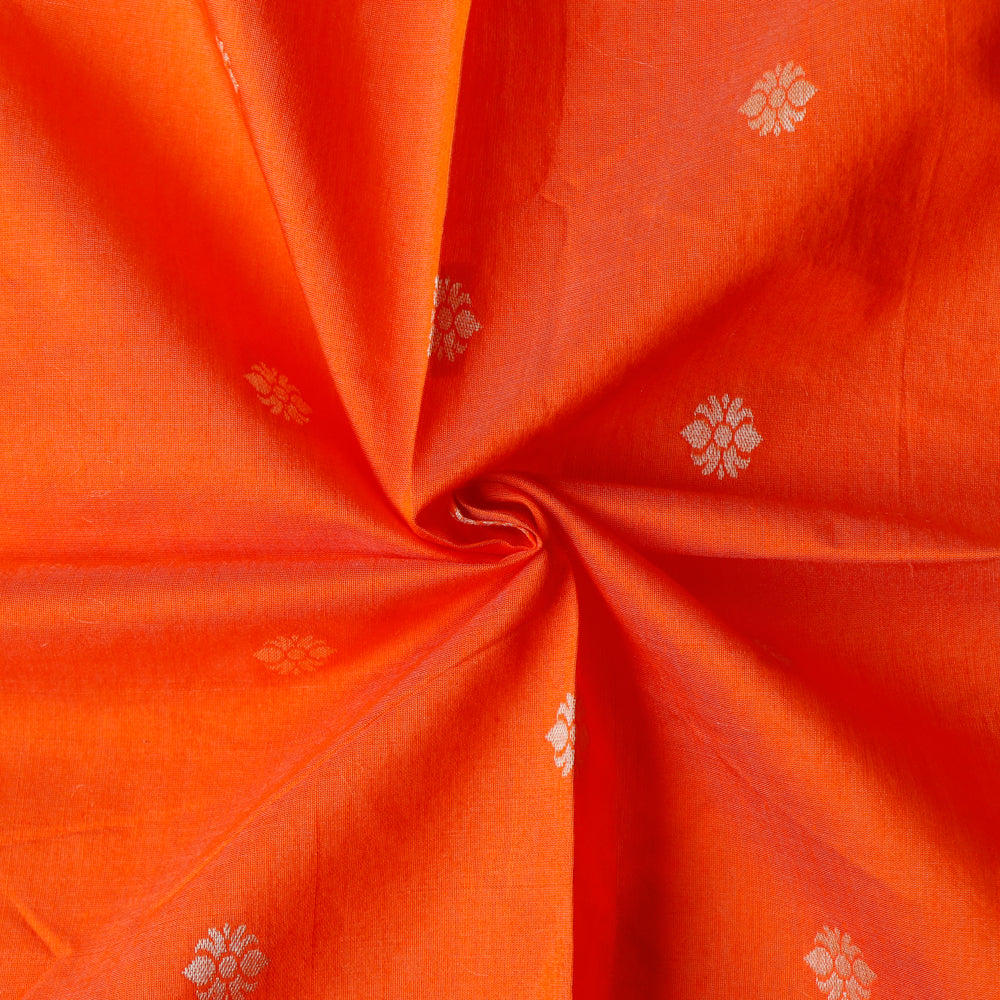Pure Chanderi Silk Fabric - Orange