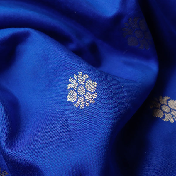 Pure Chanderi Silk Fabric - Royal Blue