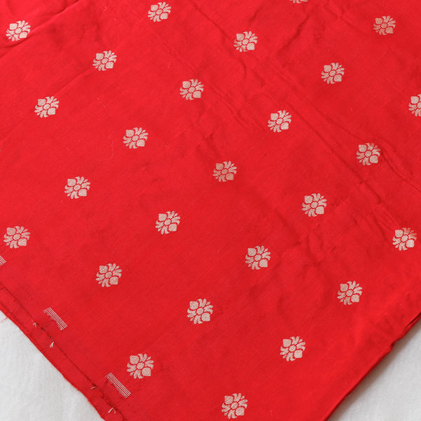 Pure Chanderi Silk Fabric - Blood Red