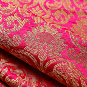 Satin Brocade Silk Fabric - Raani Pink