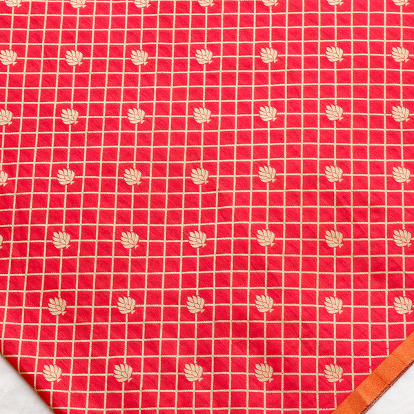 Satin Brocade Silk Fabric - Strawberry Pink