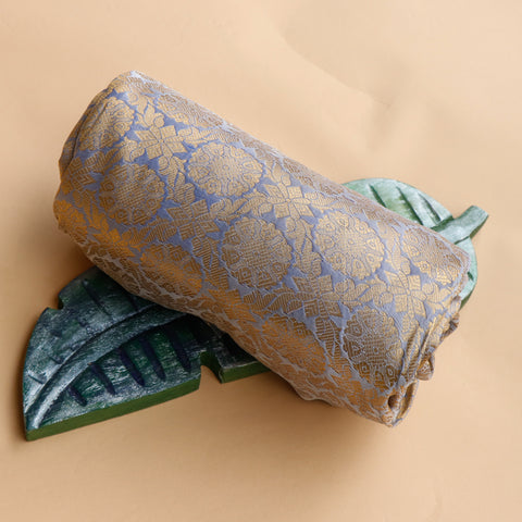 Satin Brocade Silk Fabric - Steel Blue