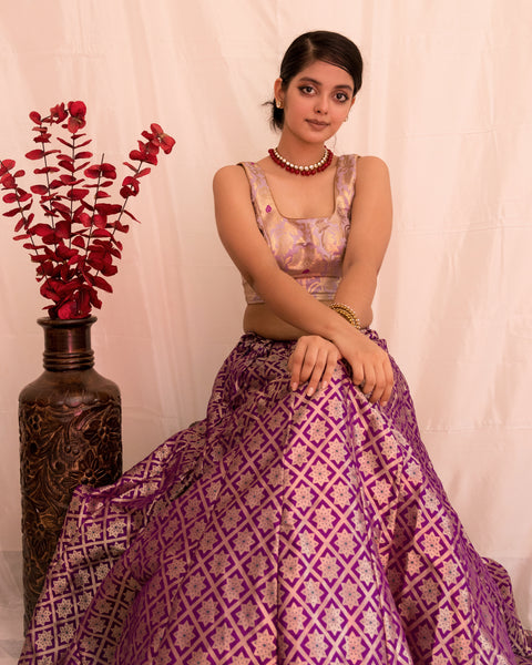 UTSAVA Banarasee Pure Silk Lehenga 045
