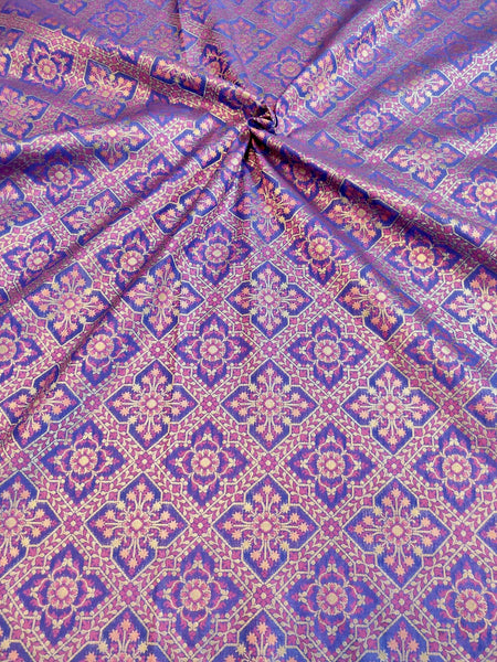 Katan Brocade Silk Fabric - Purple