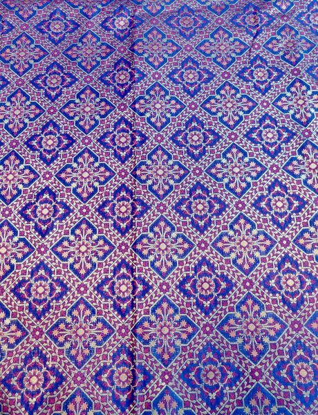 Katan Brocade Silk Fabric - Purple